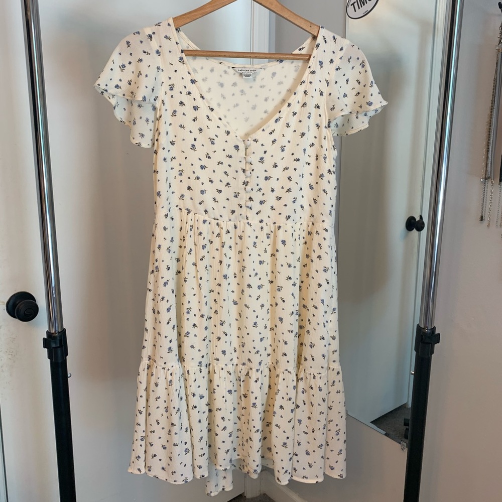 American Eagle Floral Buttoned Flowy Dress